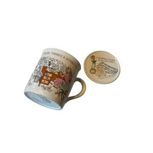 Vintage Hallmark Mug Mates Coffee Mug & Coaster A Woman’s Place 1986 Girl Power
